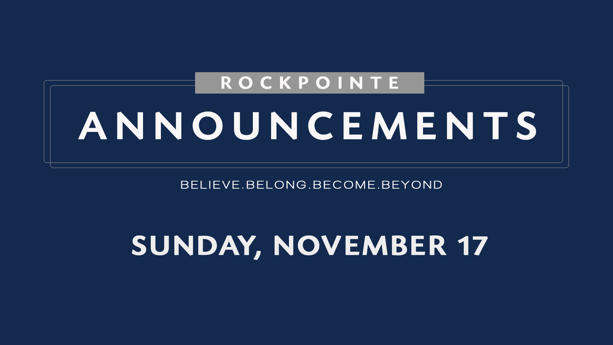 ICYMI: Check out this week's announcements.

• Dinner with the Pastor 12.1
• Date Night Out 12.7
• Kingdom Moments Commitment Reminder

rpc.fm/church-events/…
