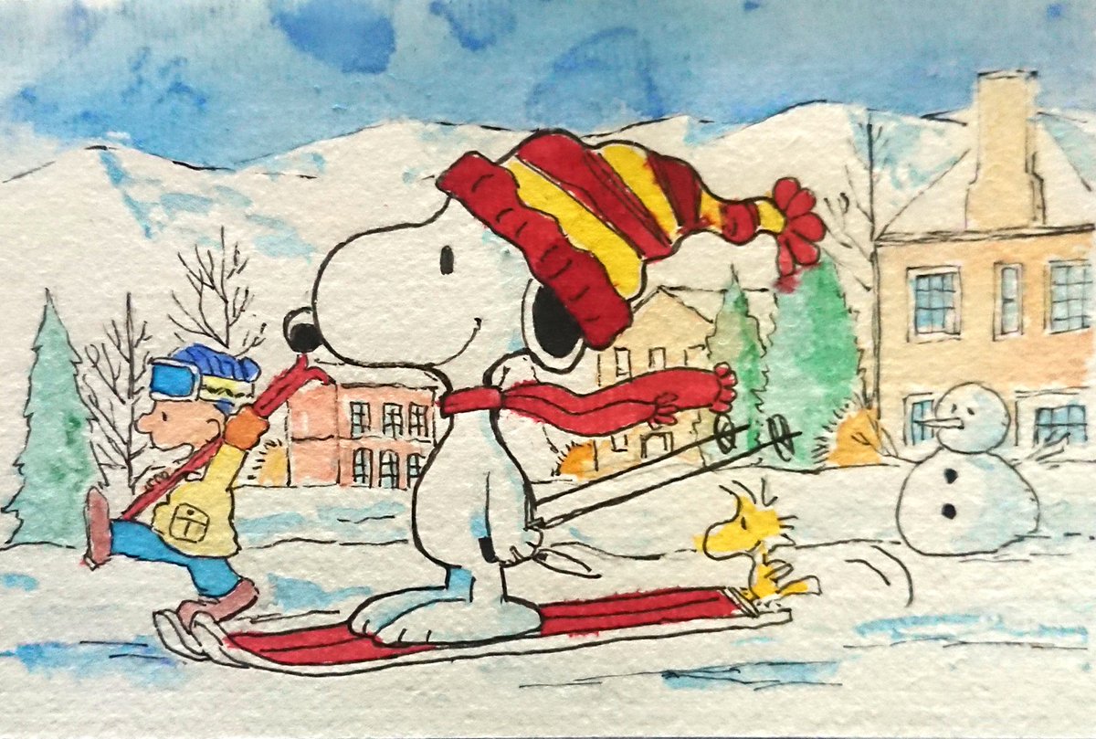 かものはし乱坊 Pa Twitter 子供の頃から大好きなスヌーピー 大人になっても余ったコピー用紙でミニ本を作ったりしてました これはカラー イラスト スヌーピー ウッドストック チャーリー ブラウン イラスト イラストレーション 手描き Snoopy Illust