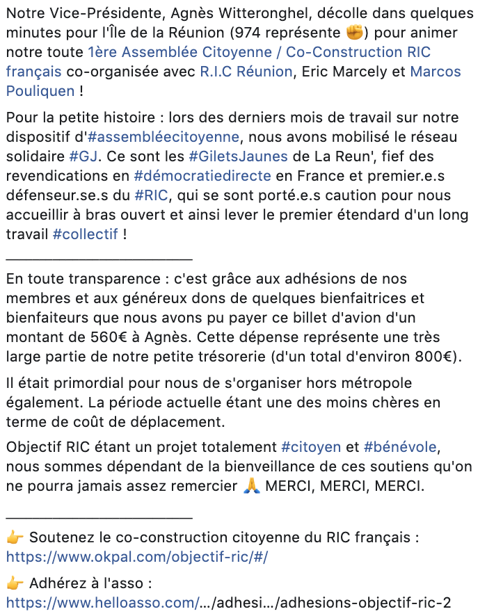 ObjectifRIC's tweet image. ✈️Direction St-Leu à l'île de la Réunion pour l'organisation de notre 1ère #assembléecitoyenne !
La Reun', fief des revendications en #démocratiedirecte en France, ainsi lève le premier étendard d'un long travail #collectif sur le #RIC !
Event FB👉bit.ly/32WWHhH