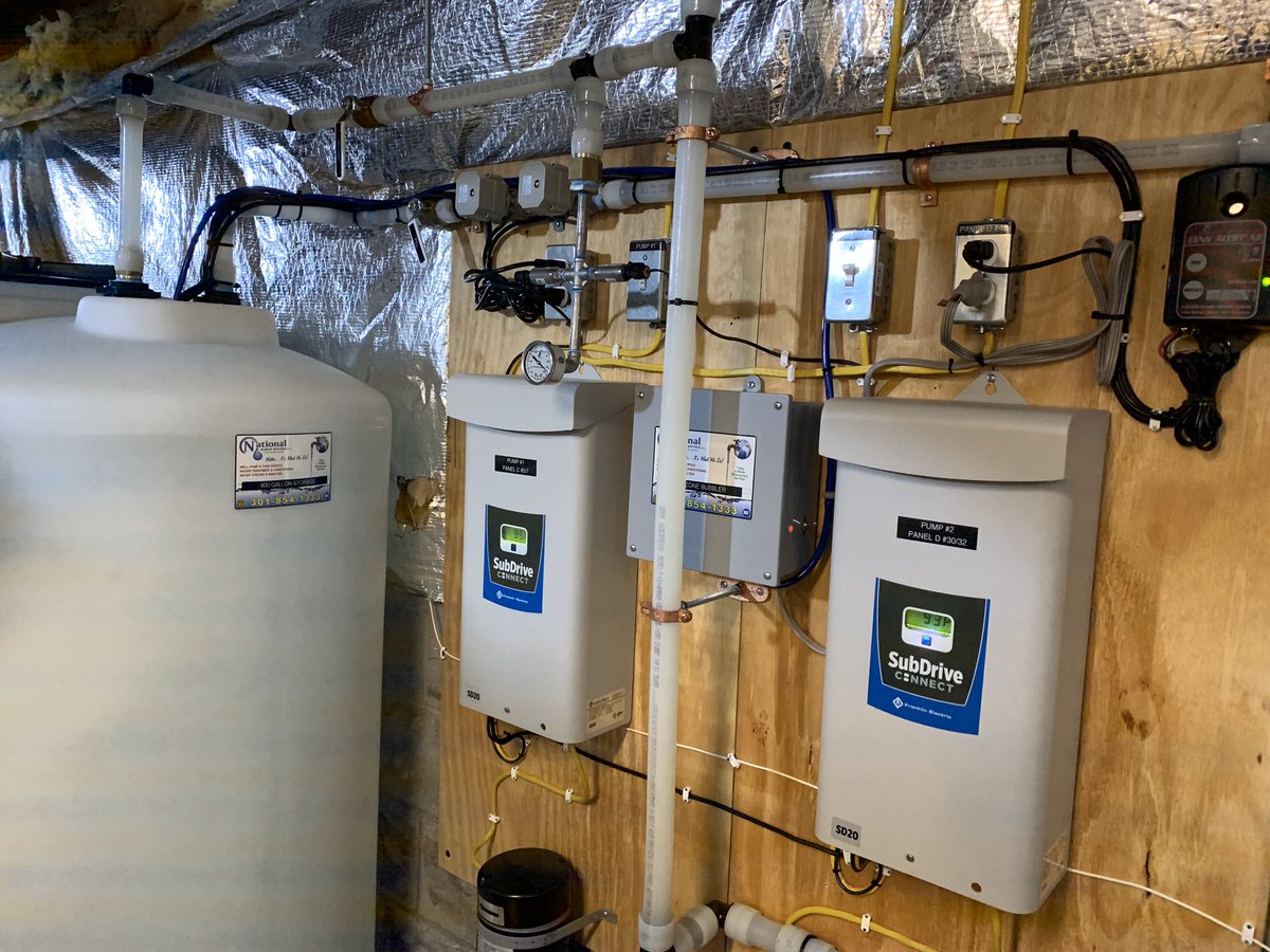 N_W_S_C's tweet photo. #Installation of a 400 gal #cleanwater #storagetank w/ 2 #waterPressure boosters & #floodprotection alarms & bars, an #ozone bubbler, twin @FranklinWater #SubDrive Connects w/ 2 2hp 3 phase #wellpumps for 100psi @ 30 gpm & a #sumppump for a happy customer located in Dayton, MD! https://t.co/n0B9TyNZZ0