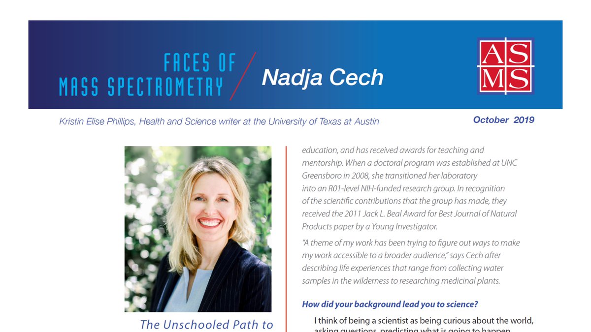 nadjacech's tweet image. Honored to be featured as a &quot;Face of Mass Spectrometry.&quot;  Thanks to the great team at #JASMS @ACSpublications!  Much gratitude to my many mentors who made #cechlab @uncg_chem  what it is today.  asms.org/docs/default-s…