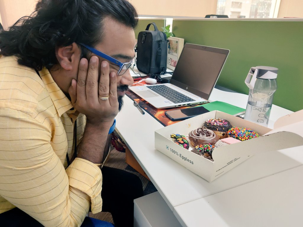 After "Karan-Arjun", we present you "Karan and #Donuts: Ek Prem Katha" 😛
#Throwback #Office #Madness 

<a href="/joyshree_saha/">Joyshree Saha</a> @SheSoumi