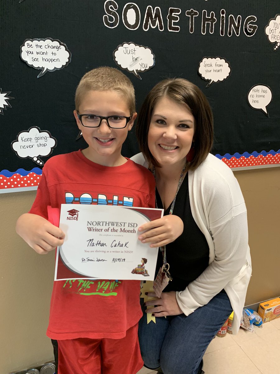 Northwest ISD ELA (@northwestela) on Twitter photo Congratulations to Nathan Cahak from <a href="/JustinJags/">Justin Elementary</a> on being named as an NISD Writer of the Month! He learned to write long this year by picking a place to add details! <a href="/Abattyteacher/">Amanda Batson</a> <a href="/NorthwestELA/">Northwest ISD ELA</a> #TCRWP Congratulations to Nathan Cahak from <a href="/JustinJags/">Justin Elementary</a> on being named as an NISD Writer of the Month! He learned to write long this year by picking a place to add details! <a href="/Abattyteacher/">Amanda Batson</a> <a href="/NorthwestELA/">Northwest ISD ELA</a> #TCRWP