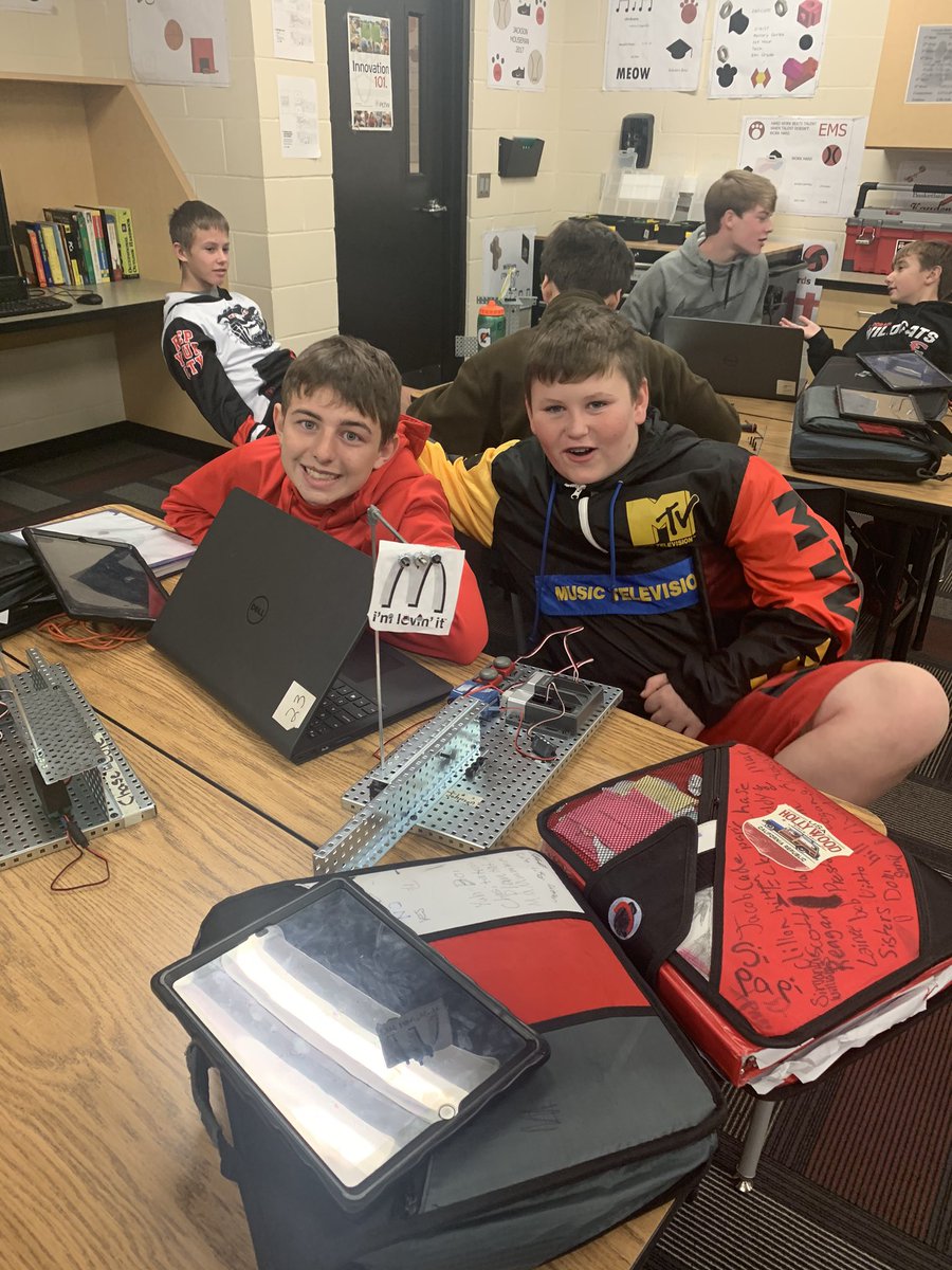 EMS 8th Graders creating signs for their $1000 shopping spree with Mr. Garbee. #PLTW #partofthepride