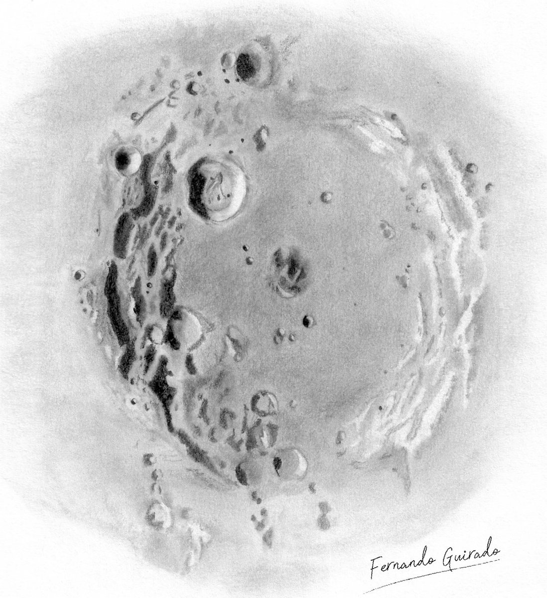 Astrodibuix del Cràter Neper, fet pel nostre company <a href="/FernandoGuirad0/">Fernando Guirado</a> 

astrolleida.cat/2019/11/practi…

#Lluna #Moon #astrosketch