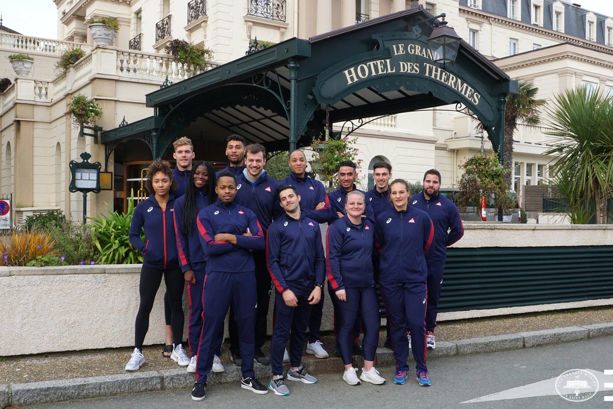 Les athlètes de l'équipe de France d'athlétisme <a href="/FFAthletisme/">FFAthlétisme</a> aux <a href="/thermesmarins/">Thermes Marins</a> de #saintmalo dans le cadre de leur préparation aux Jeux Olympiques de <a href="/Tokyo2020/">#Tokyo2020</a> #thalasso #saintmalo #entrainement #ffa #Tokyo2020