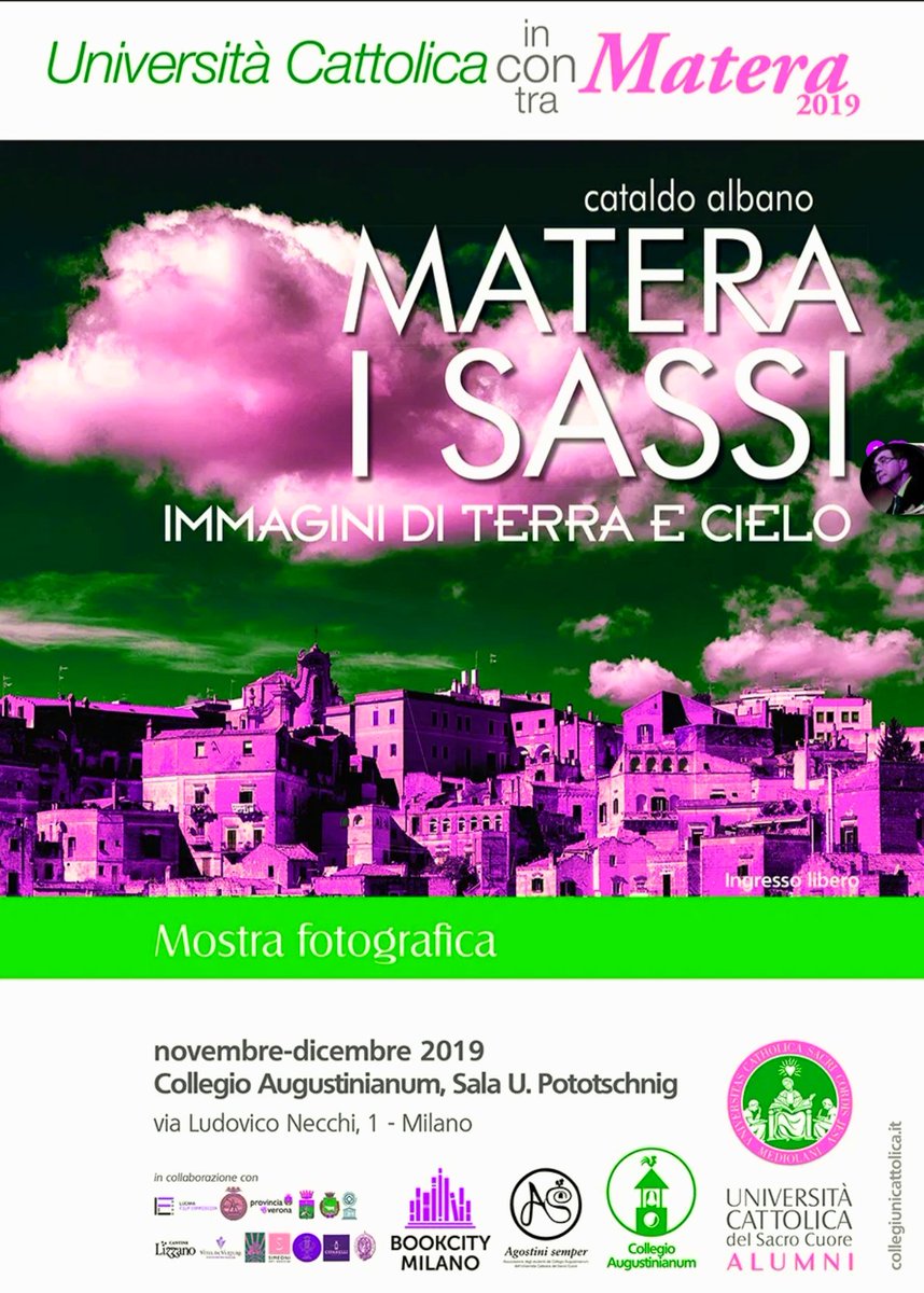 ginugiola's tweet photo. Invito inaugurazione splendida mostra multimediale #MateraiSassi #ImmaginiTerraCielo a cura Cataldo #Albano @AlbanoPh
🔜Collegio #Augustinianum @Unicatt via Ludovico Necchi 1 #IngressoLibero fino 3️⃣1️⃣dic
@Matera2019 #bookcitymilano #Lenoci @VivMilano @profluigimarino @paoloigna1 https://t.co/HF45hLOxaw