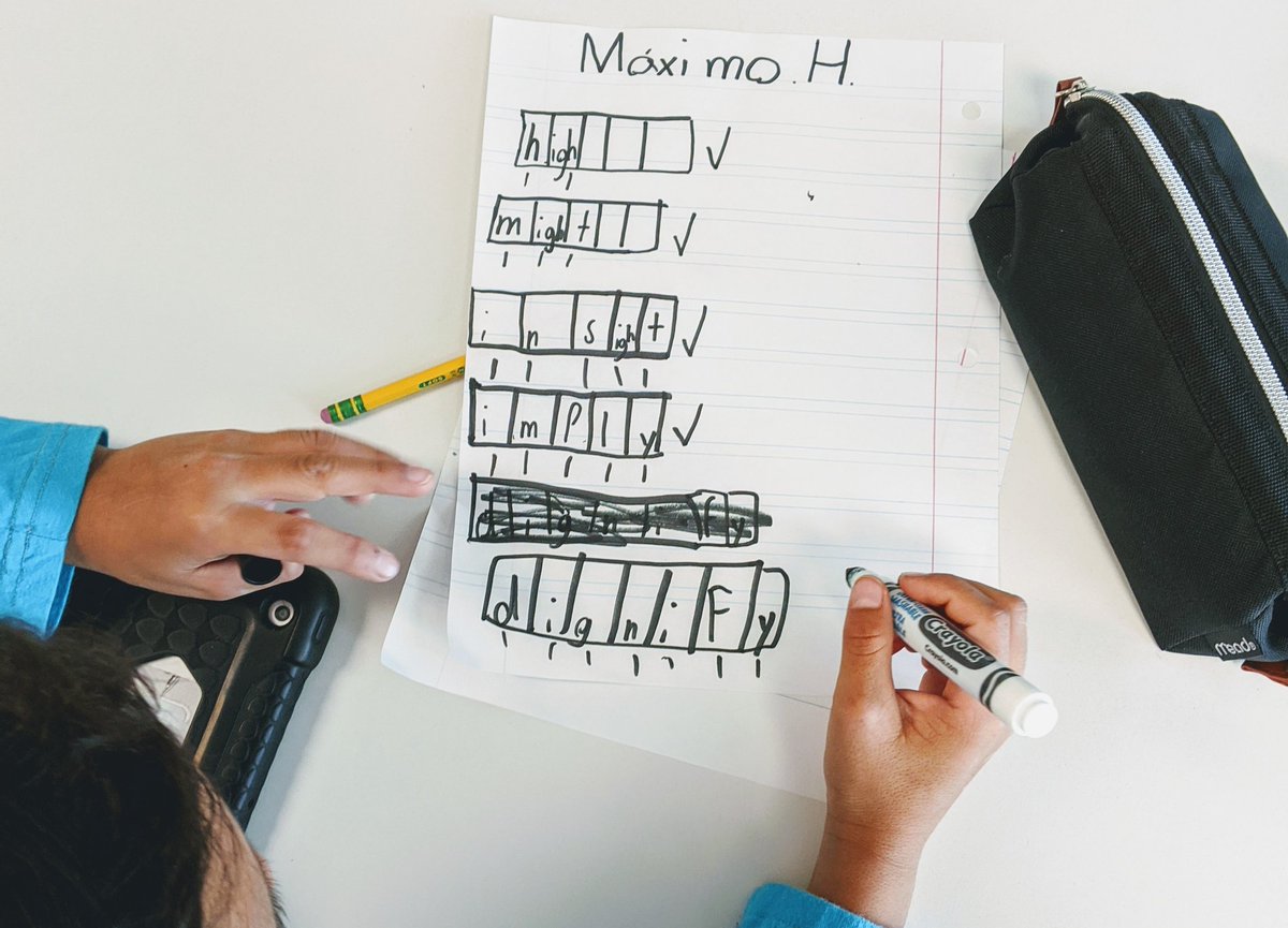 alexandersgr8s's tweet photo. Haven't shared our work this year, so thought I should start! SS love to use phoneme-grapheme mapping when working with our spelling patterns. Also like to use different mediums to write for a different drag on the paper. #spelling #phonics #reading #MISDprpud #secondgrade https://t.co/3HSBKqVEnH