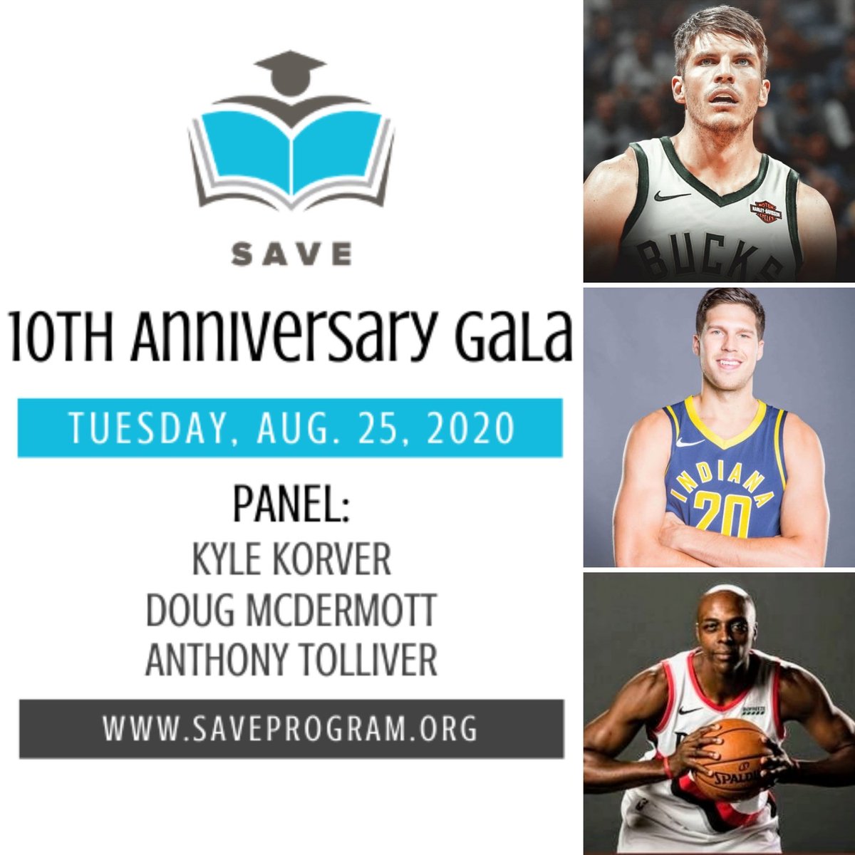 We are excited to announce the 2020 SAVE "10th Anniversary" Gala! Hosted by <a href="/MikelSevere/">Mike'l Severe</a>, our special guest panel will include <a href="/Creighton/">Creighton University</a>’s finest, #KyleKorver, #DougMcDermott, and #AnthonyTolliver!

Further details and TICKETS:  saveprogram.org/upcomingevents/