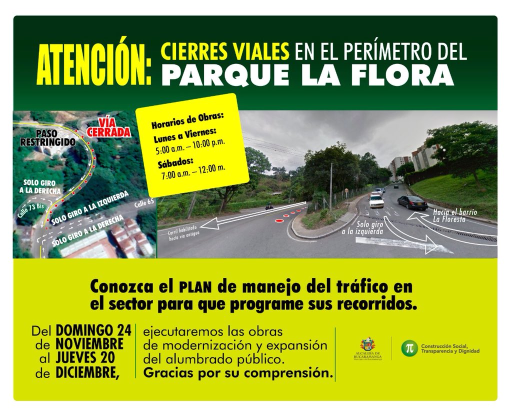 AlcaldiaBGA's tweet photo. #VíasBGA 

Conozca el plan de manejo de tráfico ante obras de modernización del alumbrado público perimetral del Parque Ecológico La Flora. La consigna es minimizar el impacto en la movilización de peatones, ciclistas y vehículos sobre la vía antigua...▶️ https://t.co/JjPiZHHdtC https://t.co/wLw4tCKqgq