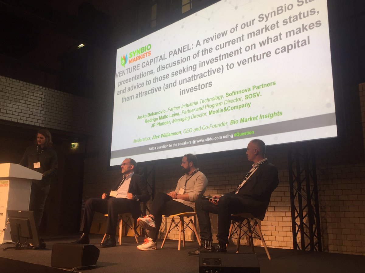 Bio_Markets's tweet photo. Our final session is focussed on finance and we have some great insights from JP Pfander of @Moelis , @rod_malloleiva of @SOSV and @joskob of @SofinnovaParis moderated by @alexjwmedia #SynBioMarkets19 https://t.co/gBUMBRtcek