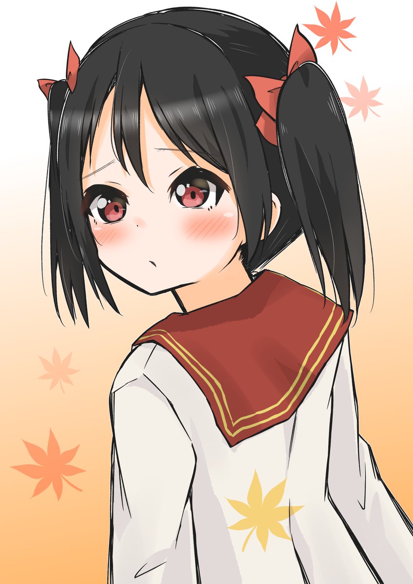 振り返りポーズむずい とりあえず紅葉添え 哉澤口ナワ のイラスト