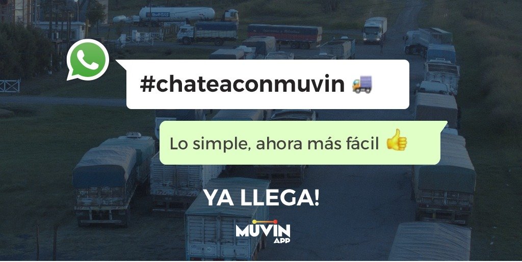 muvinapp's tweet photo. #chateaconmuvin y  gestioná tu logística >> ahora más fácil. YA LLEGA! #cupos #cargas #viajes #WhatsApp #logistica #Transporte #muvinapp #agronegocios #Agro https://t.co/0mIoPS9QYF