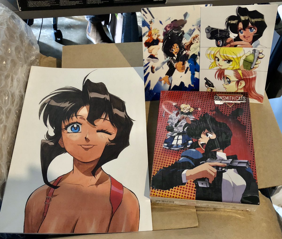 Persona On Twitter Oh Nice My Gunsmith Cats Set Came In It Comes With A Blu Ray Set Original Doujinshi Settei Artbook And Postcards I Didn T Realize Kenichi Sonoda Is Now A