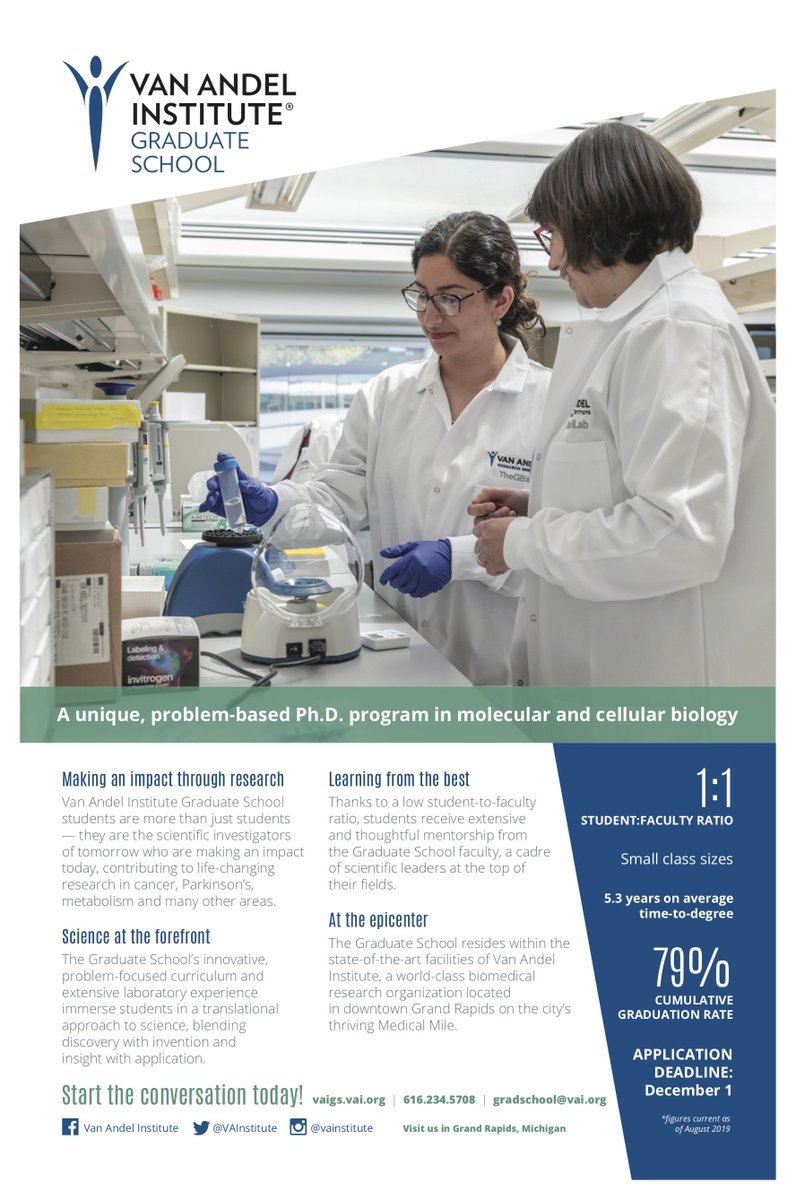 Russell Jones (@drrgjoneslab) on Twitter photo Looking for a dynamic environment for graduate studies in #metabolism #cancer #epigenetics #neurodegeneration #structuralbiology ? Van Andel Institute Graduate School applications deadline in Dec 1. Come check us out at vaigs.vai.org/admissions/ <a href="/VAInstitute/">Van Andel Institute (VAI)</a> Looking for a dynamic environment for graduate studies in #metabolism #cancer #epigenetics #neurodegeneration #structuralbiology ? Van Andel Institute Graduate School applications deadline in Dec 1. Come check us out at vaigs.vai.org/admissions/ <a href="/VAInstitute/">Van Andel Institute (VAI)</a>