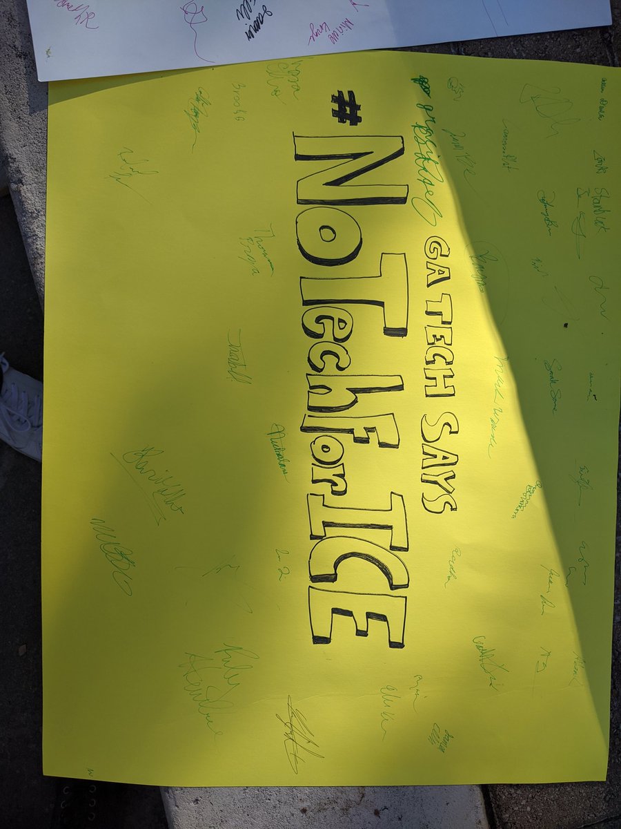 techagainstice's tweet photo. Proud of @GeorgiaTech 's community members for adding their voices to our message. 

Thank you to @GLAHR_ and @AAAJ_Atlanta for helping us say #NoTechForICE on campus. Everyday we're growing stronger together! 

Listen to the people, @PalantirTech, and #CancelTheContracts https://t.co/I5tGixMZ9W