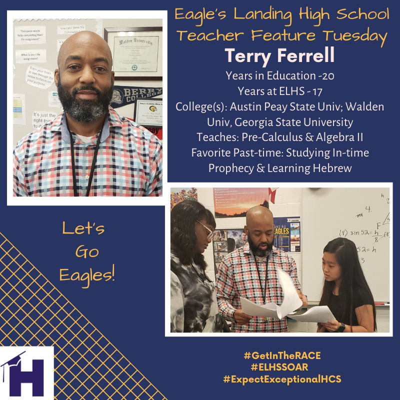 ELHS_HCS's tweet photo. Our 2nd #TeacherFeatureTuesday T is a member of the Math department. He has been at #TheLanding for 17 years and is passionate about biblical studies. Mr. Ferrell is even learning Hebrew! #LifeLongLearner #ExpectConnections #GetInTheRACE #ELHSSOAR (cc @DrKeshaJones1 ) https://t.co/wK8Dn6BVa3