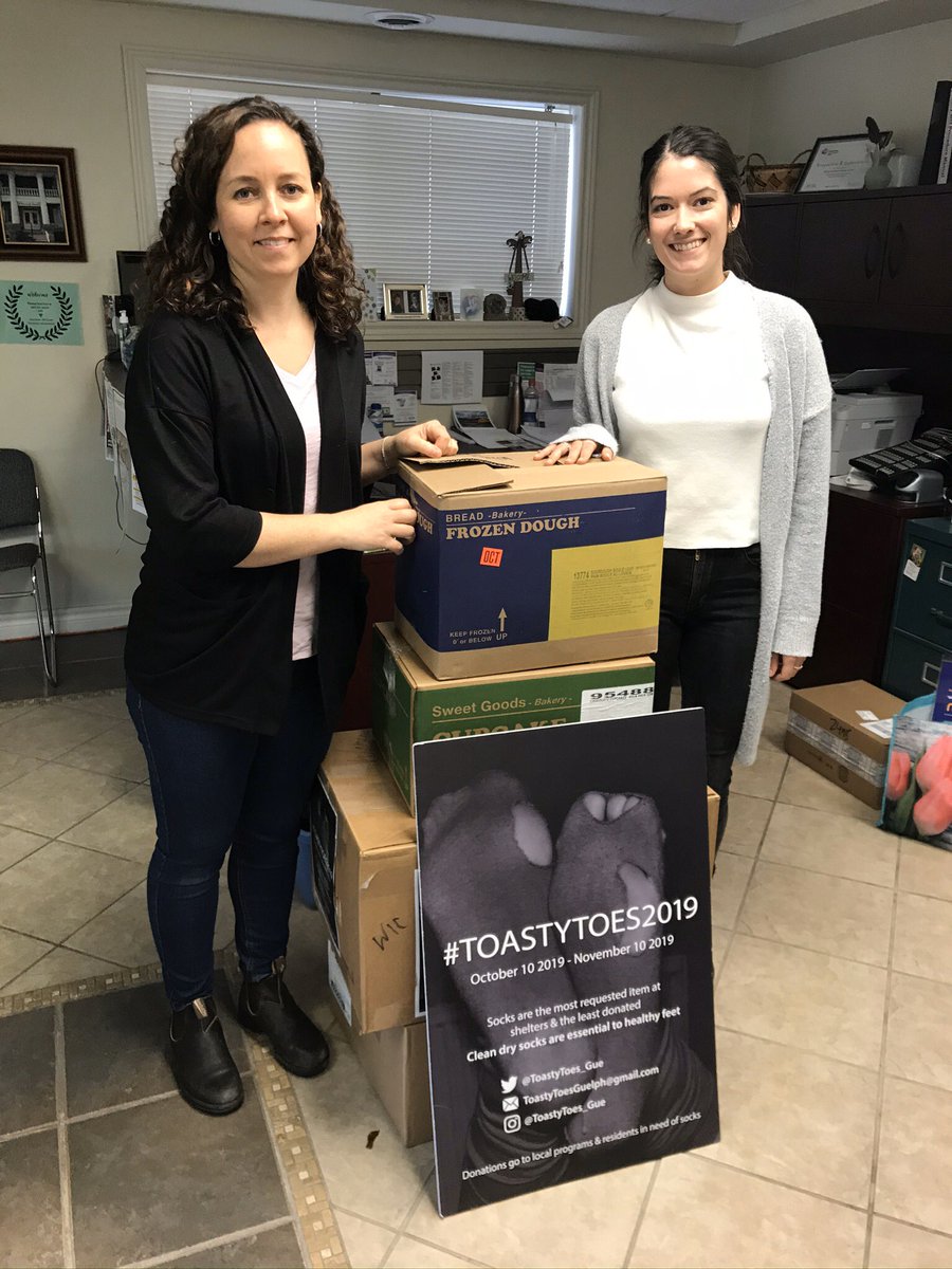 ToastyToesGue's tweet photo. We delivered socks from this year’s ToastyToes Guelph campaign to @gwwic today! Thank you for the work you do. #toastytoes19 https://t.co/Sg97hTH4fc