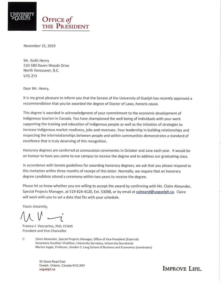 KeithHenryMetis's tweet photo. I have to share this major news.  I have been awarded a Doctorate of Law from @uofg

To be recognized by this prestigious independent designation by is incredible.  

To reflect on where I come from as a proud Metis person, to this life is humbling.

Thank you universe! https://t.co/c8qPF69Tfd