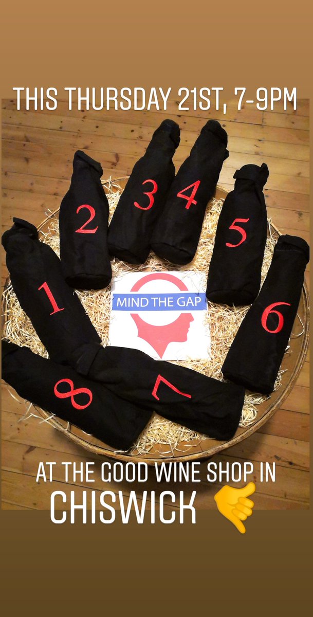 Don't miss our 'MIND THE GAP' tasting, this Thursday 21st, 7-9pm.
It'll be real fun... Promise!
For info and last tickets call or email us or get your tickets on our website (section: Events Chiswick).

#thegoodwineshop #winetasting #chiswick