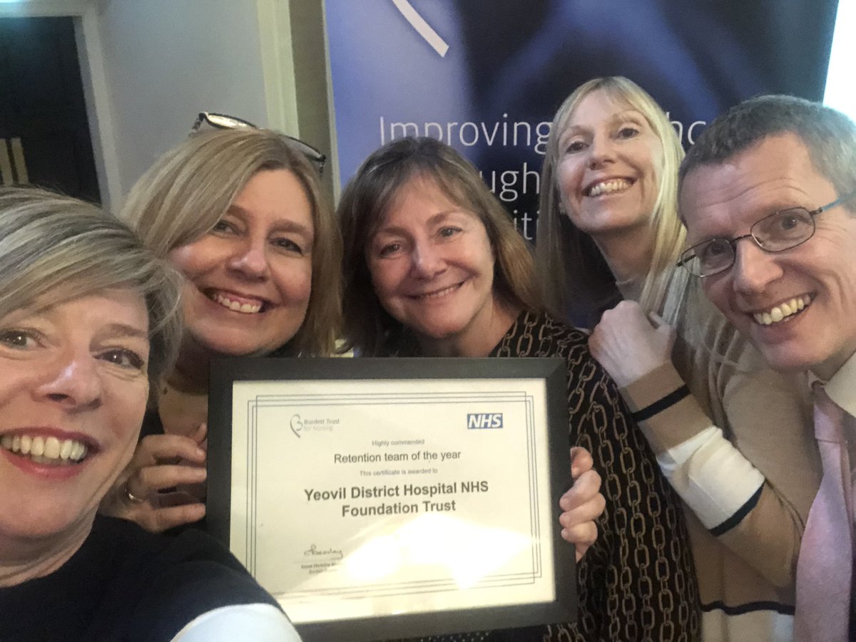 jojohowarth's tweet photo. Celebrating @YeovilHospital’s recognition @BurdettTrust @NHSImprovement #nhsretention awards. Highly Commended for Team of the Year! https://t.co/Y79U82UzGo