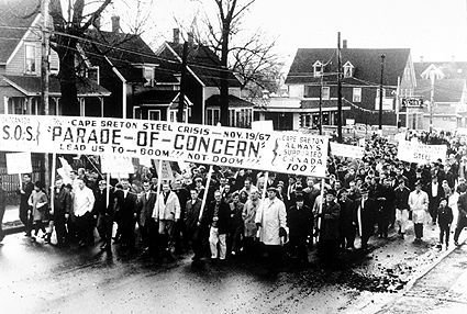 On this day in 1967, 20000 people marched through the streets of Sydney, NS in a "parade of concern" for the employees of the Dominion Steel and Coal Corp. after Dominion's announcement that they would be shutting down the Sydney plant in April 1968. #canlab #cdnpoli #nspoli
