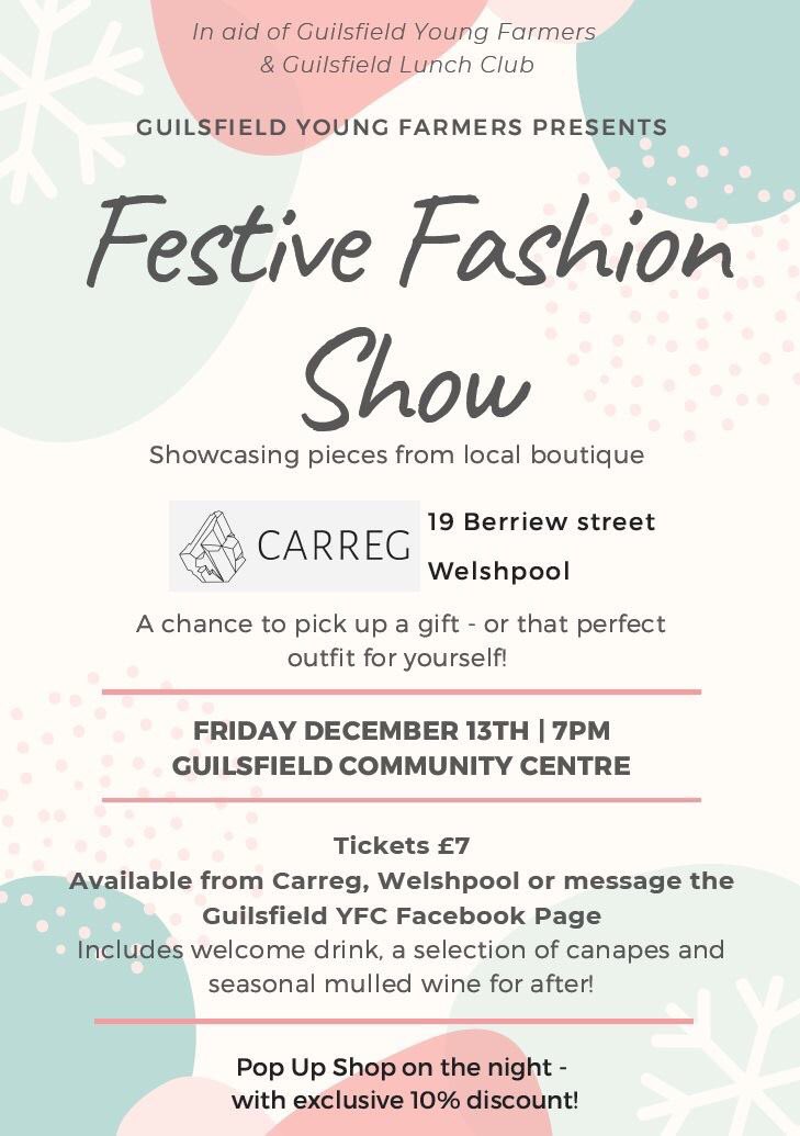 guilsfieldyfc's tweet photo. We’re making it a full weekend of festive celebrations in #Guilsfield - announcing our 1st fashion show! @MontgomeryYFC @mywelshpool https://t.co/KeiAcwknRO