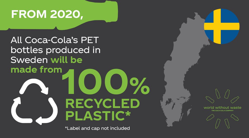 Coca-Cola Sweden is achieving a global first on our path to a #WorldWithoutWaste. ♻️♻️ 100% recycled plastic PET bottles will replace 3,500 tonnes of virgin plastic each year.