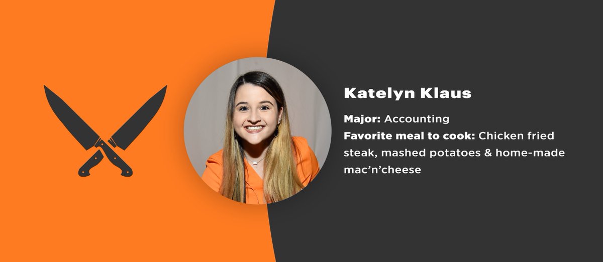 Here is our third student chef who will be participating in our Chopped College Challenge. Be sure to watch the action on November 21 at 6:30pm in the Student Union Starlight Terrace.