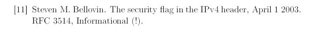dr_0x0's tweet photo. That time I cited RFC 3514 by @SteveBellovin in my PhD thesis... 😄 #evilbit https://t.co/xp7TcaEMuc