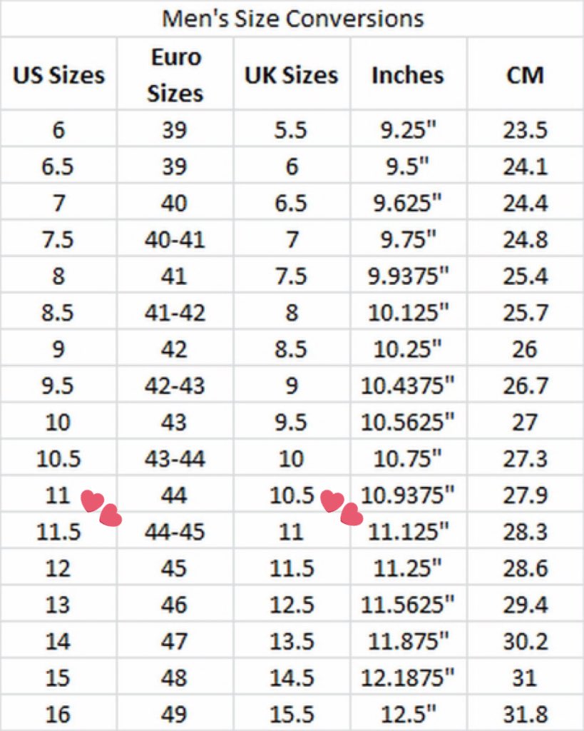 shoe sizes in cm