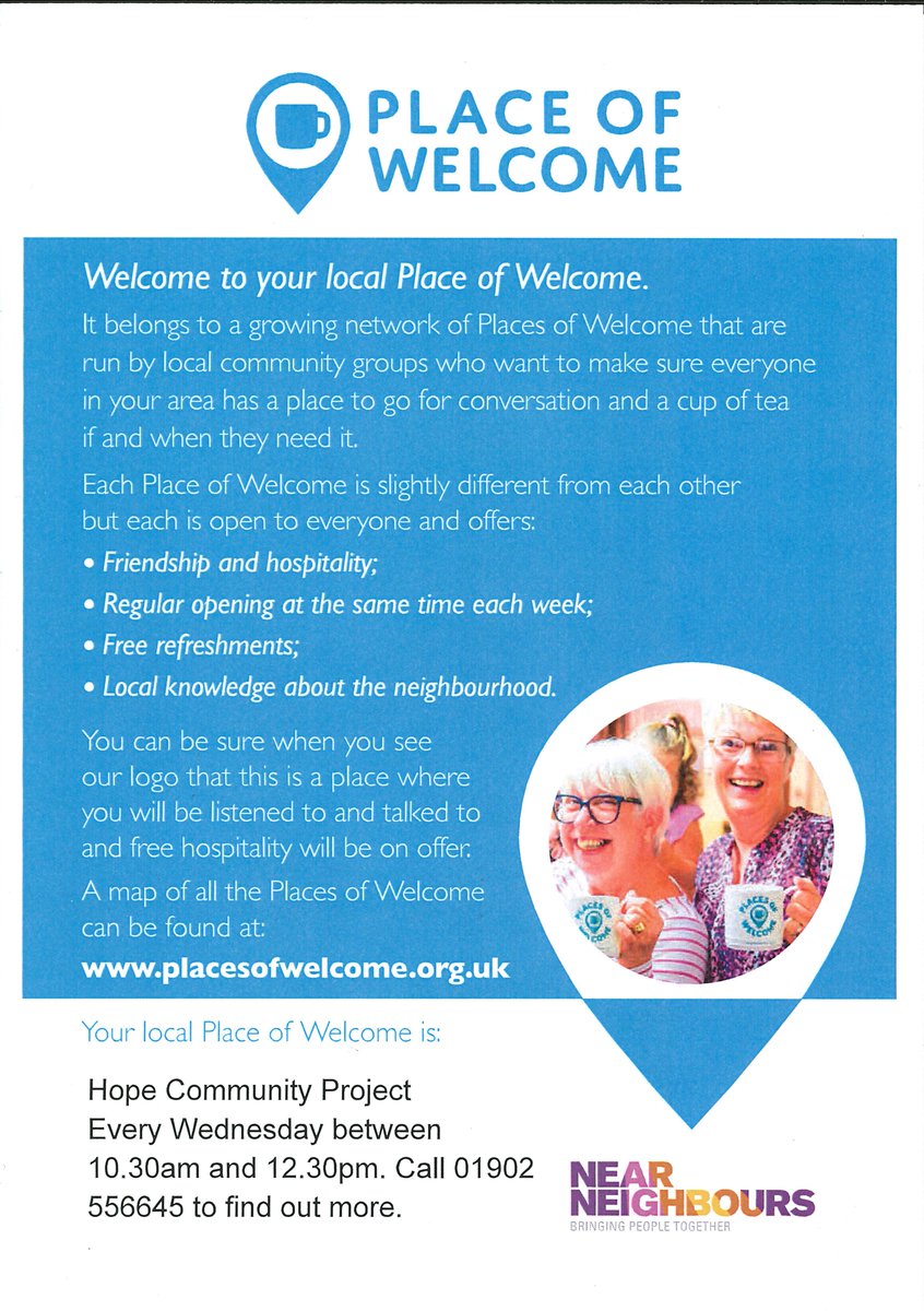 Tomorrow morning 10.30am to 12.30pm Hope is open for a cuppa and a chat. Why not pop in? #PlacesofWelcome #hopeheathtown