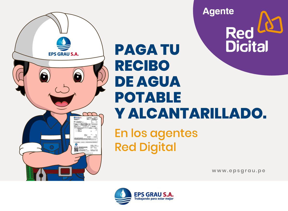 EPS_Grau's tweet photo. 🚨PRÓXIMAMENTE🚨
✅ Podrás cancelar tus recibos de agua potable y alcantarillado en más de 800 agentes afiliados a Red Digital del Perú
¡Paga de manera fácil, rápida y segura!
#EPSGrau #TrabajandoParaEstarMejor https://t.co/OtLYESMpGd