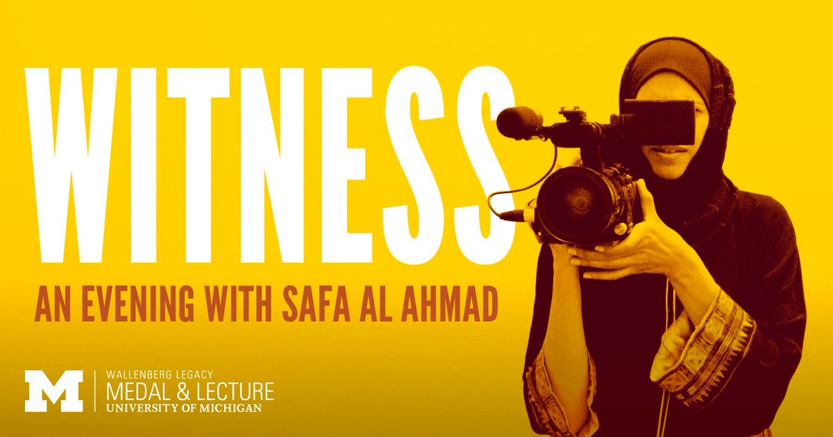 This evening, in Rackham Auditorium, Safa Al Ahmad will receive the Wallenberg Medal for her courageous and outspoken work as a journalist and documentarian. Join us for the annual Wallenberg Lecture: myumi.ch/3qM9K