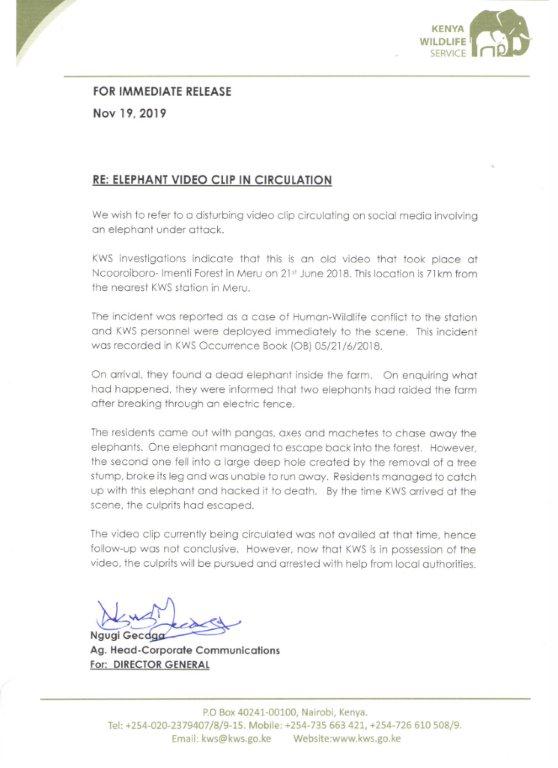KWS on Twitter: "PRESS RELEASE ON ELEPHANT VIDEO CLIP IN CIRCULATION… "