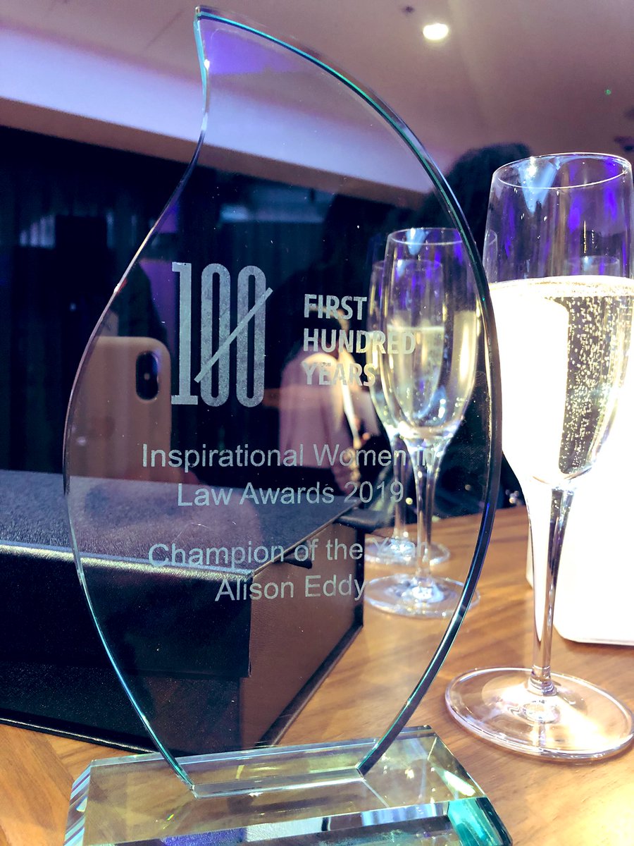 And we have a winner - huge congratulations to <a href="/alisoneddy/">Alison Eddy</a> !! I was absolutely honoured to collect this award on your behalf this evening #legalchampionoftheyear <a href="/First100years/">= Next 100 Years</a> <a href="/irwinmitchell/">Irwin Mitchell</a> . A role model for all women in law and hugely deserved!
