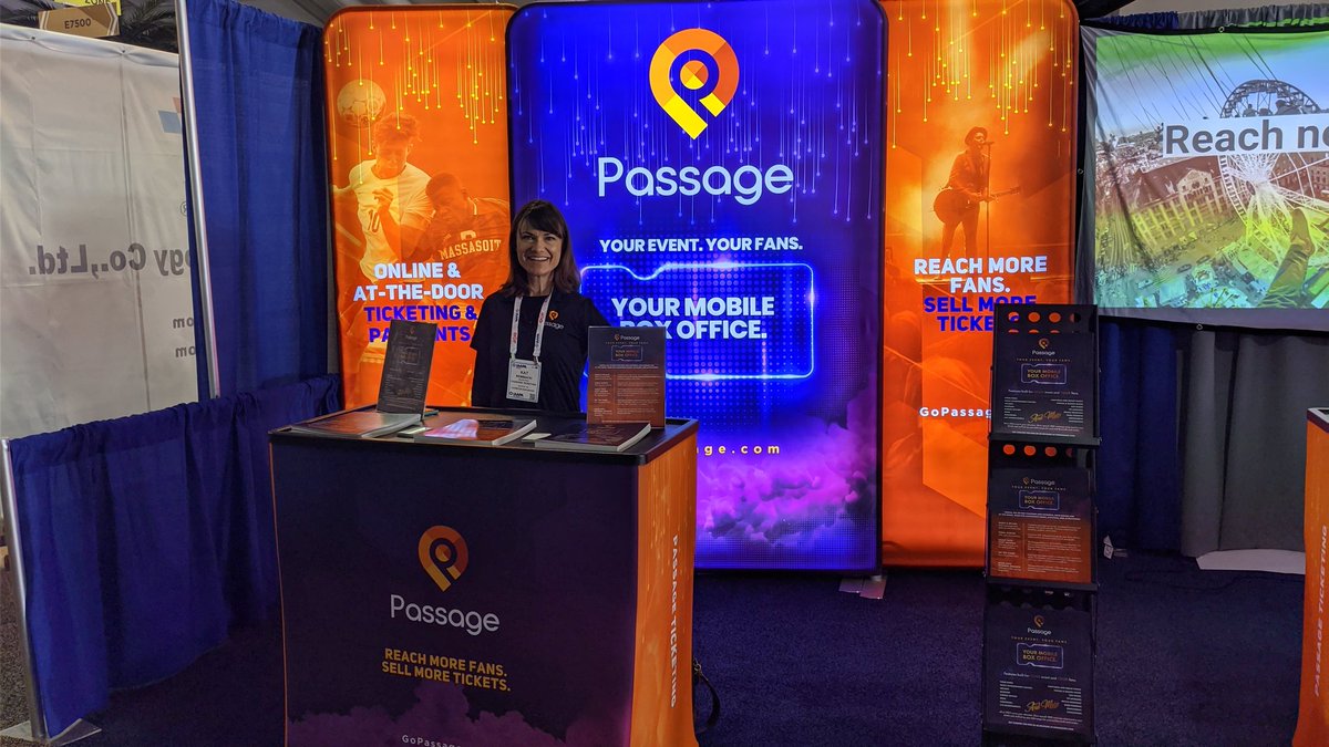 MrTiki's tweet photo. Debuting our new glowing booth for Passage (@GoPassage) at @IAAPAHQ this year! Looks pretty good, eh? #iaapa2019 #fixtix @ Orange County Convention Center https://t.co/tcuOnO4SEk