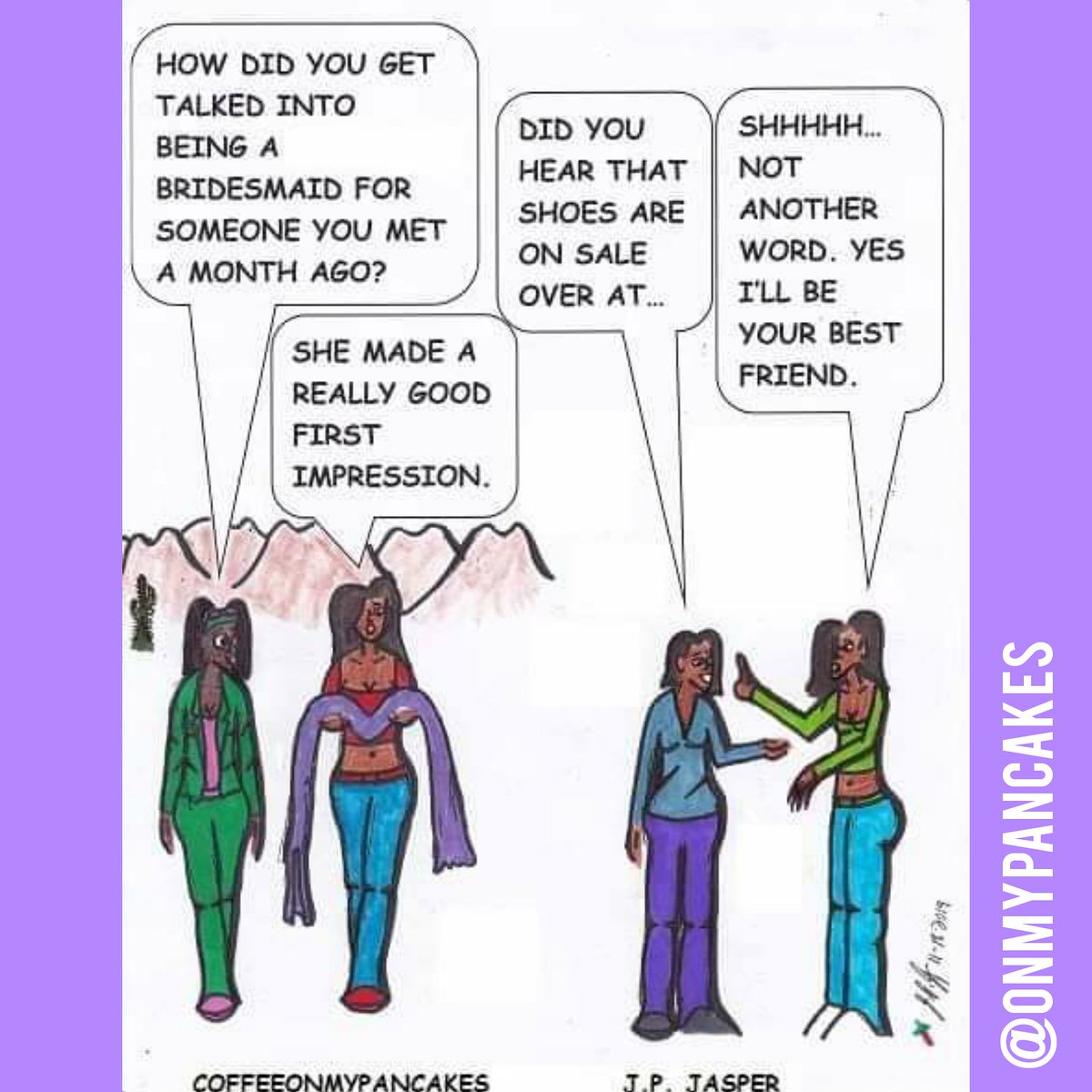 Good first impressions...

#bridesmaid #bridesmaids #bridesmaidsdresses #weddingvibes #bridetobe2019 #weddingdresses #instawed #bridesmaidsdress #weddingfun #bestfriends #bestie #bestfriendsever #besties #sisterfromanothermister #goodimpression #comicsketch #comicbookartist