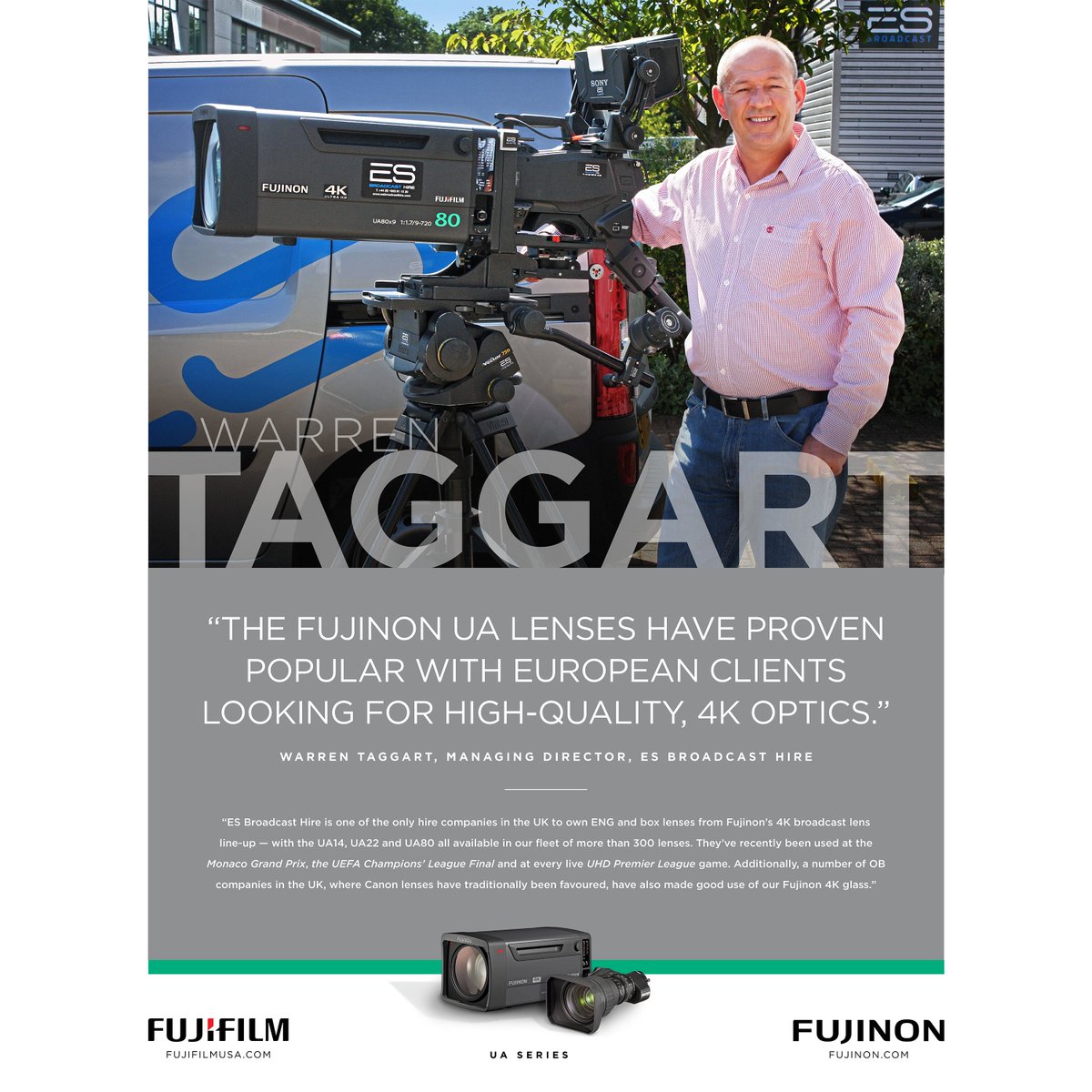 FUJINON Lenses (@fujinonlenses) on Twitter photo When covering prestigious, high profile events like the Monaco Grand Prix, UEFA Champions’ League Final & live UHD Premier League games, you need high-quality #4K optics you can rely on. <a href="/ESBroadcastHire/">ES Broadcast Hire</a>'s Warren Taggart has found this in #FUJINON’s 4K lenses. #TestimonialTuesday When covering prestigious, high profile events like the Monaco Grand Prix, UEFA Champions’ League Final & live UHD Premier League games, you need high-quality #4K optics you can rely on. <a href="/ESBroadcastHire/">ES Broadcast Hire</a>'s Warren Taggart has found this in #FUJINON’s 4K lenses. #TestimonialTuesday
