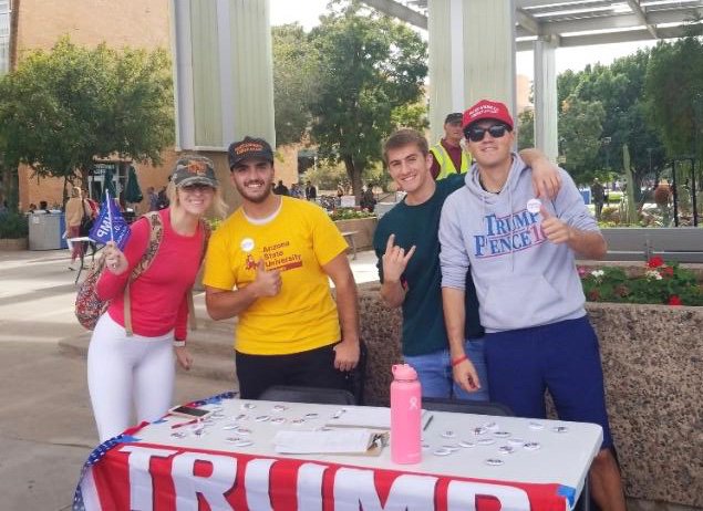sft_asu's tweet image. The support for President @realDonaldTrump on campus is YUGE! All of our buttons ran out and over 100 students signed up to join #StudentsForTrump @ASU!!

Students were also excited to register to vote so they can cast their ballot for President Trump in 2020! #4MoreYears 🇺🇸 🙌