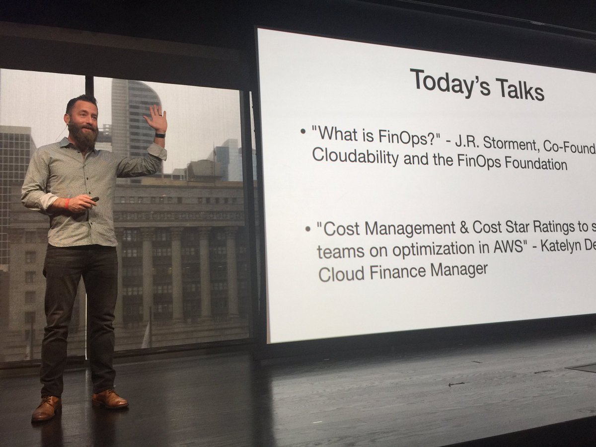 christinayiotis's tweet image. . @FinOpsFdn President J.R. Storment on “What is #FinOps?" at Inaugural Chicago FinOps Meetup graciously hosted by @MorningstarInc Cloud Finance Manager Katelyn Decraene #BestPractices #RateOptimization #DiscountOptimization #CloudComputing #ManagingCloudSpend #CloudFinance