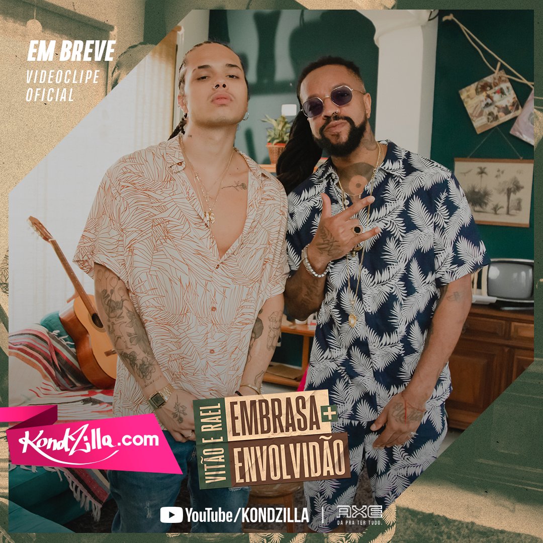 KondZilla's tweet photo. Fica ligado no #CanalKondZilla que faltam apenas TRÊS dias pro videoclipe "Embrasa + Envolvidão" do Vitão e Rael 😍 #AxePlay https://t.co/JVRRzS8vzz