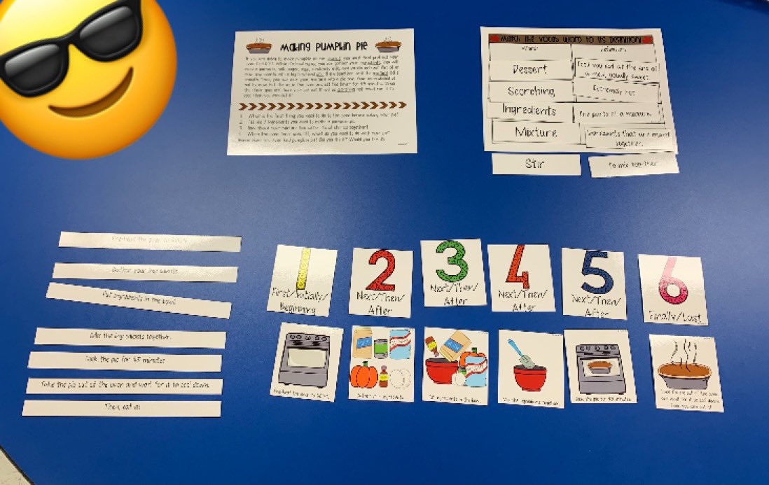 LaurieESneed's tweet photo. Sequencing using pictures, sentences, signal words, and more! My kids are enjoying our sequencing activities today π₯° They said they know how to cook a turkey, bake a pie, set/clear a table, and more thanks to our Thanksgiving related funπ¦π#WeAllSmileInTheSameLanguage #ThinkBig https://t.co/9Si92Srrtl
