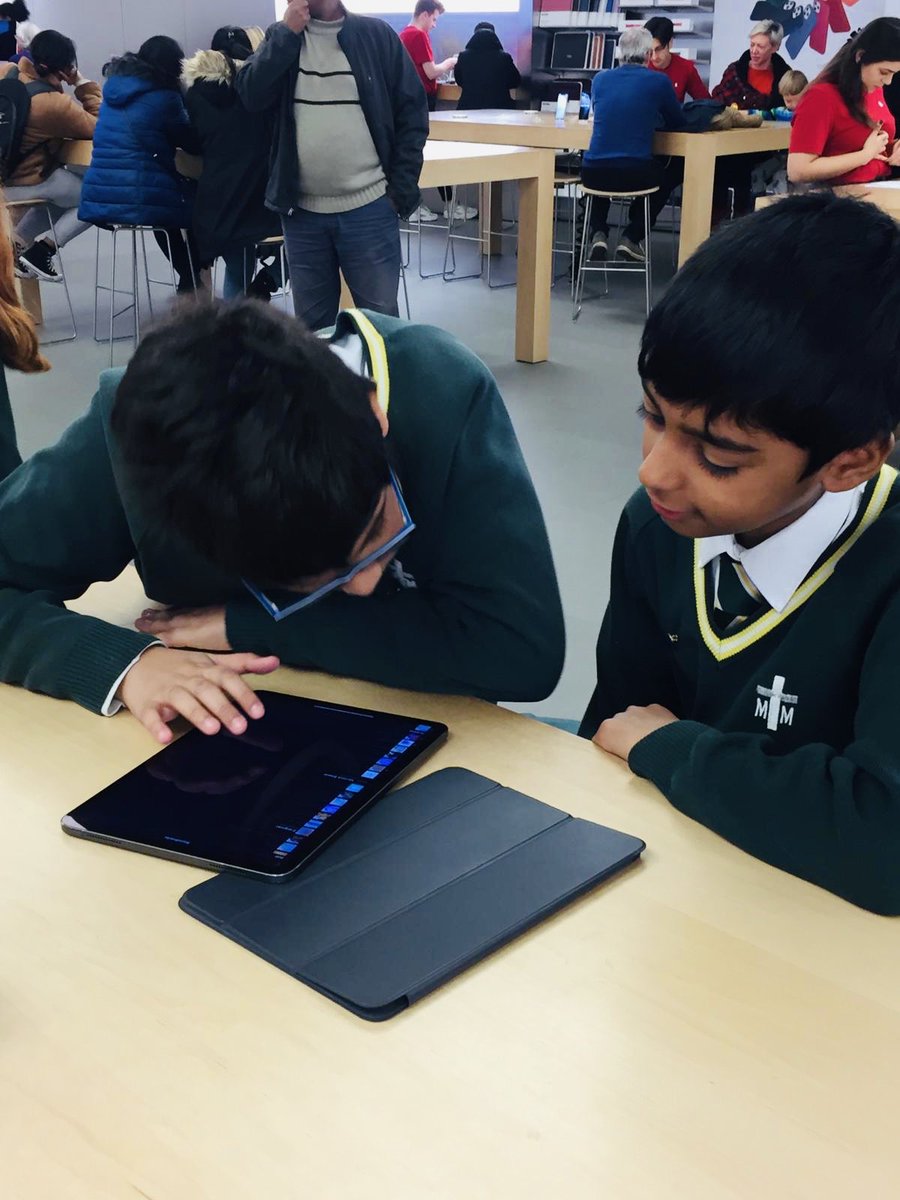 STMM20's tweet photo. Our Digital Leaders enjoying a workshop in coding and creative storytelling using the ‘clips’ app at the Apple 🍎 Store @westfieldlondon. Thank you so much the children had a great day #TechConnectUK #codinglife https://t.co/hyfup21Yhp