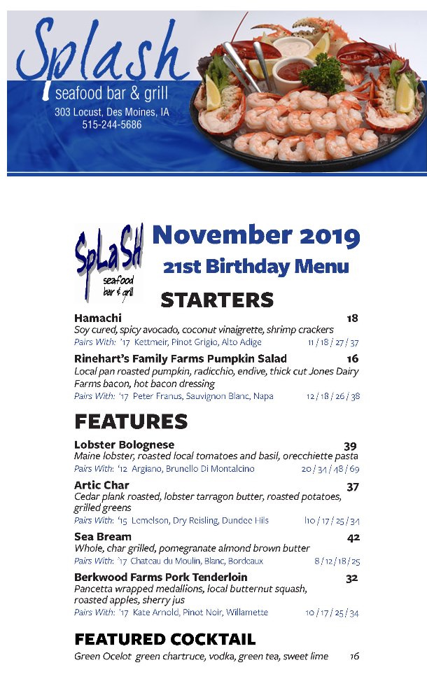 SplashSeafood's tweet photo. Splash November Birthday Menu, You Have To Try It! https://t.co/5iOszPYv9d https://t.co/n4wBcJFJ77