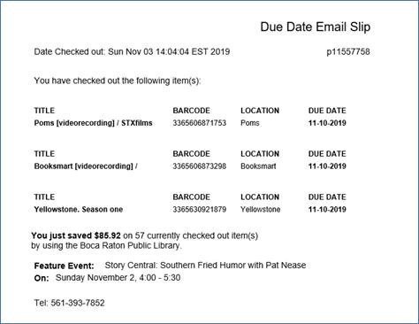 BocaLibrary's tweet photo. How much money are you saving when you use your #BocaLibrary card? Find out when you read your receipt after borrowing items at our libraries! You can also be good to the environment by having your receipt emailed instead of printed. Save money and trees … now that’s smart! https://t.co/mzdThz9Yh7