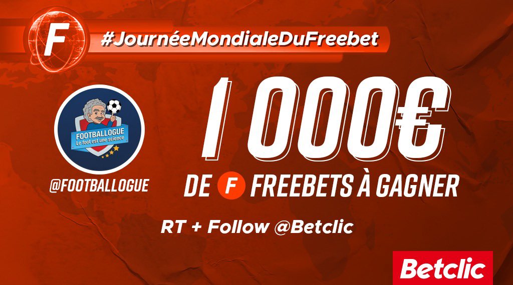Footballogue's tweet photo. 🎁 À journée exceptionnelle, cadeau exceptionnel ! 🔥 

10 x 100€ de Freebets à gagner pour la #JourneeMondialeDuFreebet 

➡️ RT + Follow @Betclic et @Footballogue

🍀 TAS au sort demain 🤞 https://t.co/qEf4wf85Di