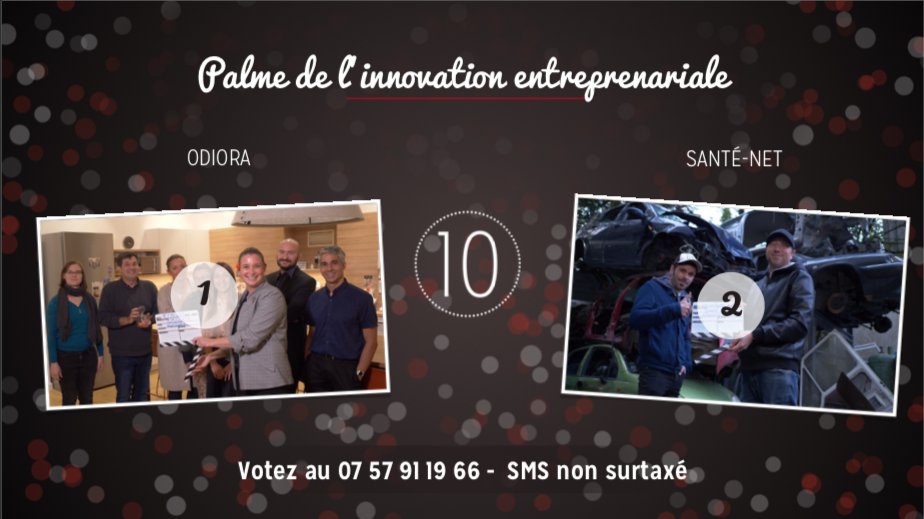 Palme de l'Innovation Entrepreneuriale : votez 1 (Odiora) ou 2 (Santé NET) au 07 57 91 19 66 📲
#catourne2019 #handicap