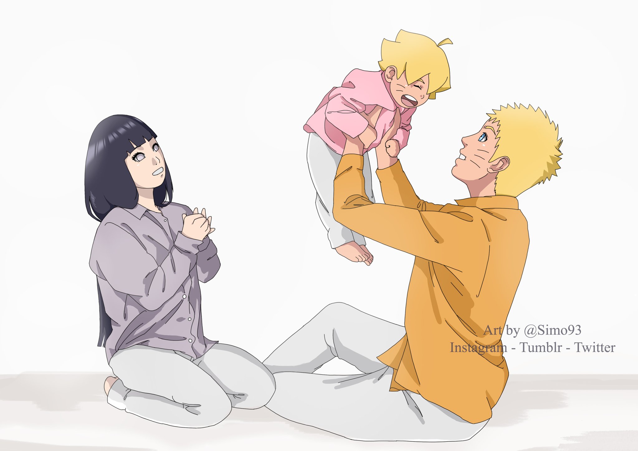 Simo93 Art on X: Uzumaki family ♡ #naruhina #hinata #boruto #Himawari # NARUTO  / X