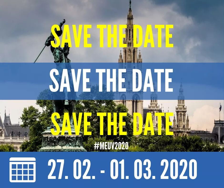 MEUVienna's tweet photo. MARK YOUR CALENDARS! 🗓

The official date of MEU Vienna 2020 is here! 😍

See you in Vienna? 🇦🇹 

#MEUV2020 https://t.co/z2PvOj327C